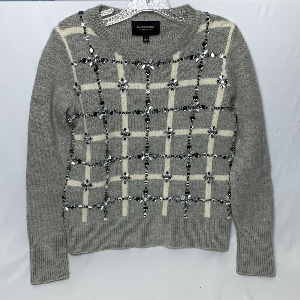 Banana Republic Limited Edition Bejewelled Wool Alpaca Blend Sweater Size S NWOT